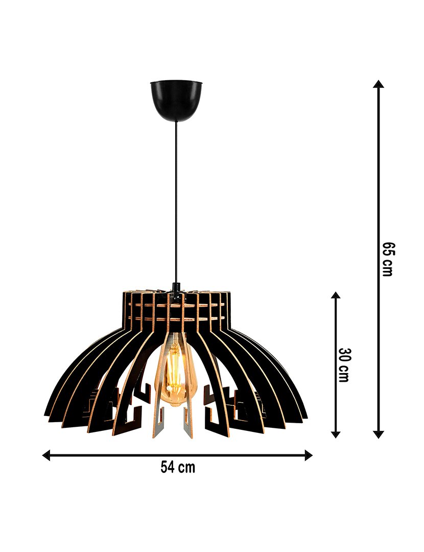 Candeeiro de Teto 65cm Preto