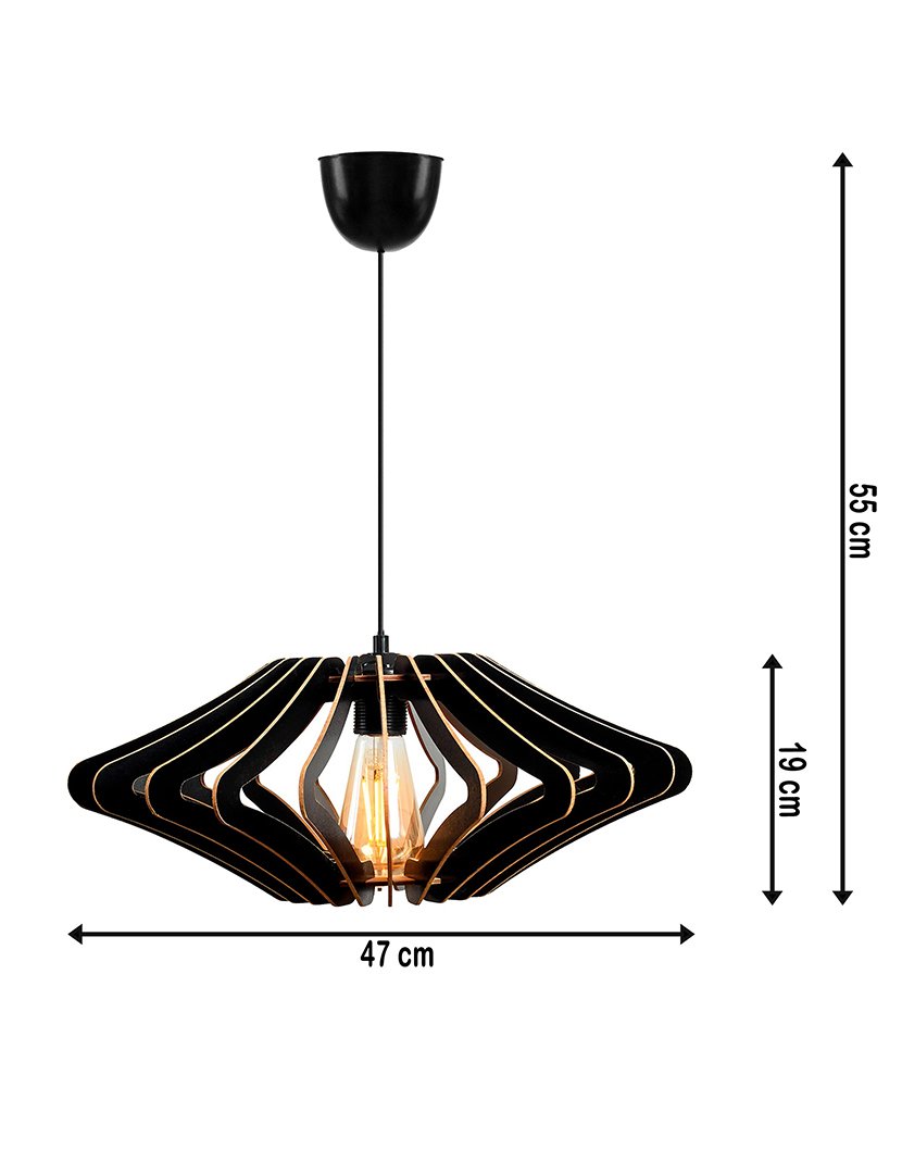 Candeeiro de Teto Covadonga 55cm Preto