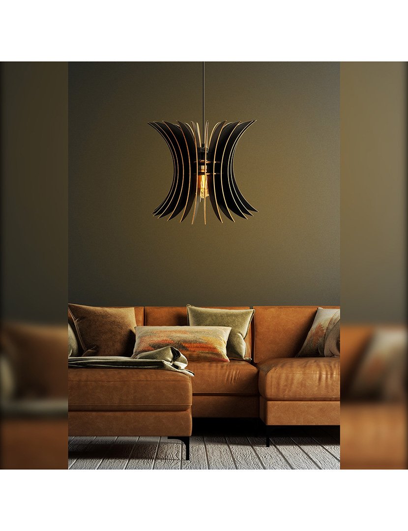 Candeeiro de Teto Covadonga 35x35x65cm Preto