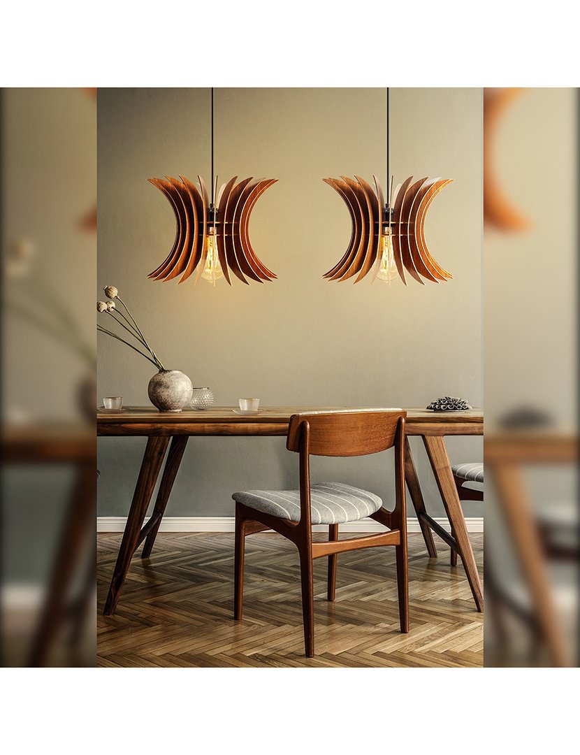 Candeeiro de Teto Covadonga 265x265x55cm Nogal