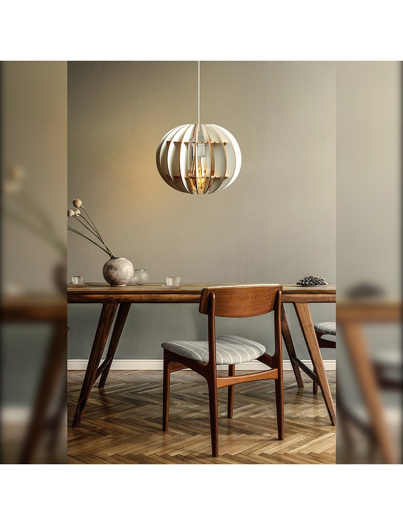 Candeeiro de Teto Formato Bola Covadonga 20x20x60cm Branco