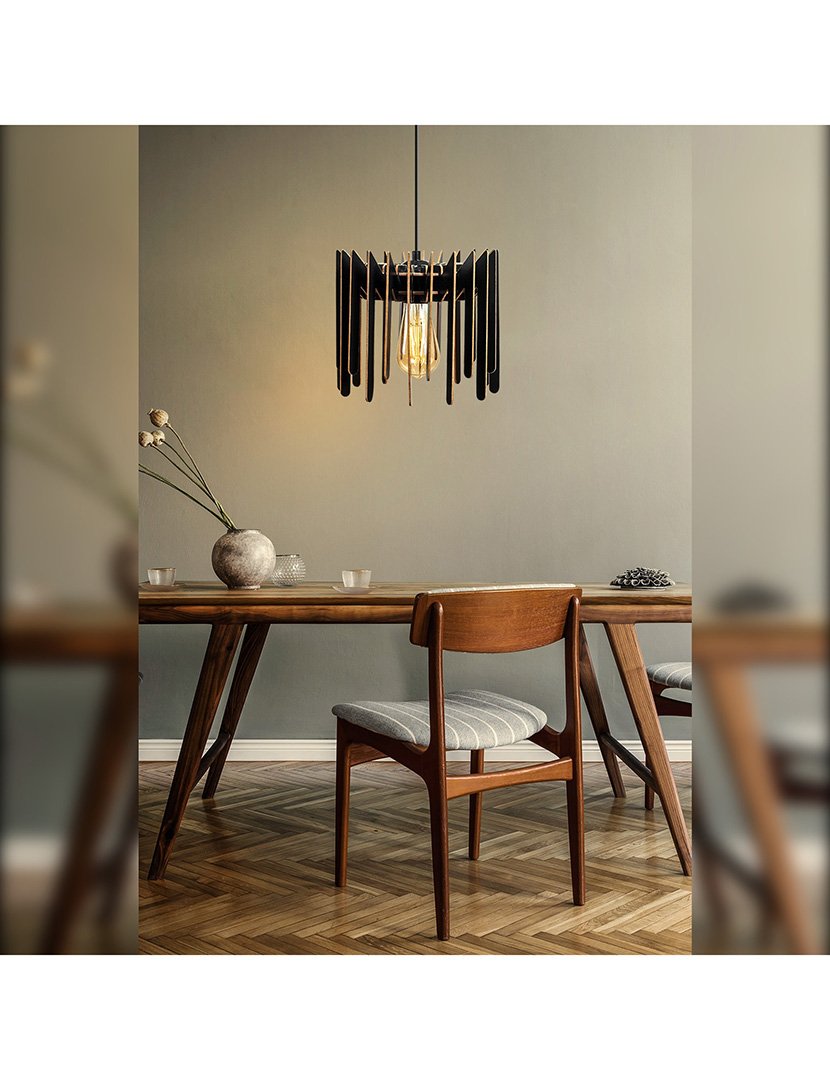 Candeeiro de Teto Covadonga 23x23x55cm Preto