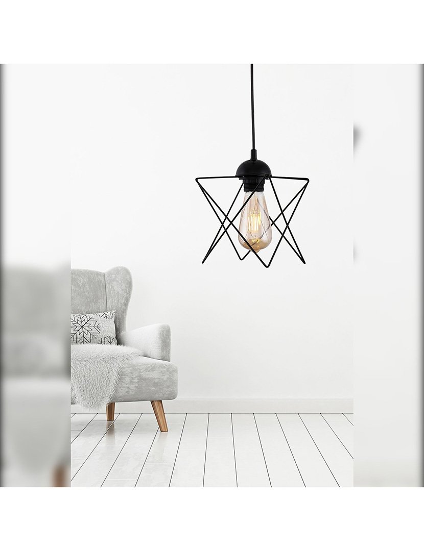 Candeeiro de Teto Formato Prisma Bled 21x21x60cm Preto