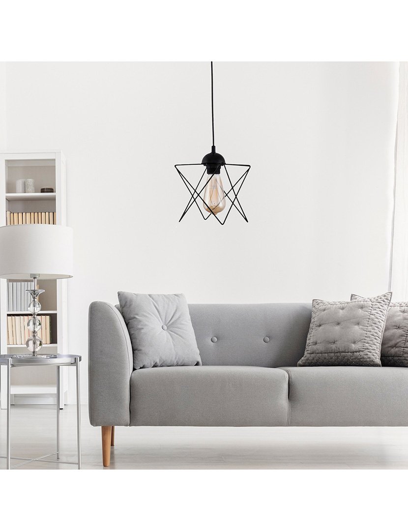 Candeeiro de Teto Formato Prisma Bled 21x21x60cm Preto