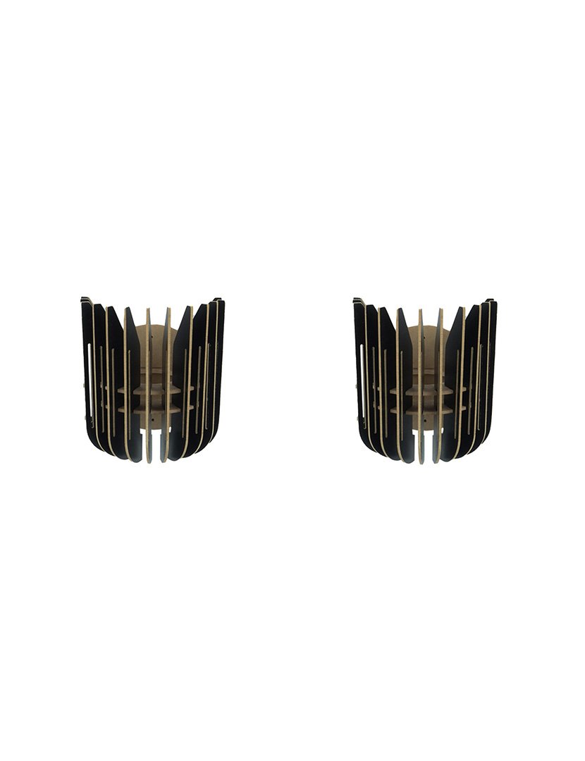 Set 2 Candeeiros de Parede 20x18x16cm Preto