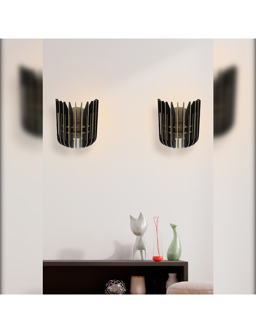 Set 2 Candeeiros de Parede 20x18x16cm Preto