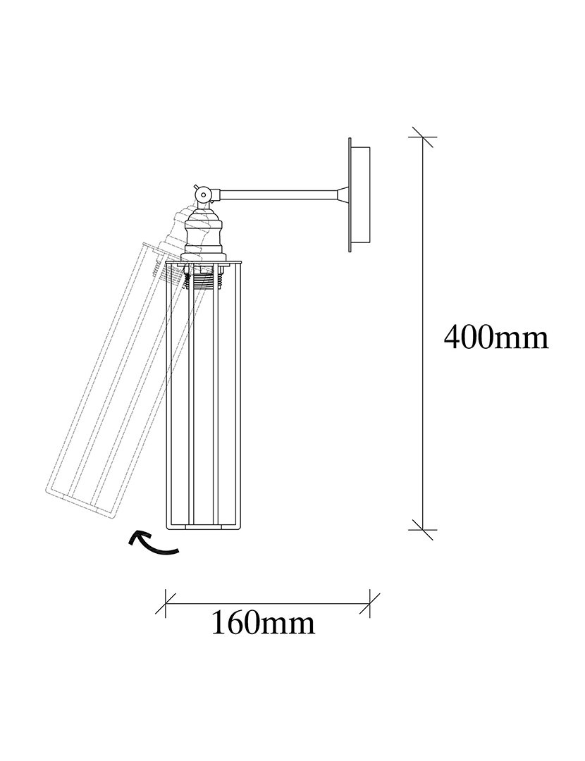 Candeeiro de Parede 8x16x40cm Preto