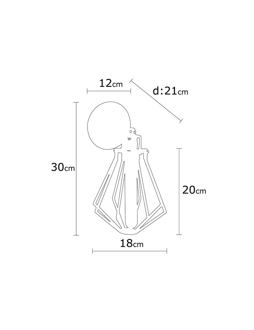 Candeeiro de Parede 18x18x30cm Preto