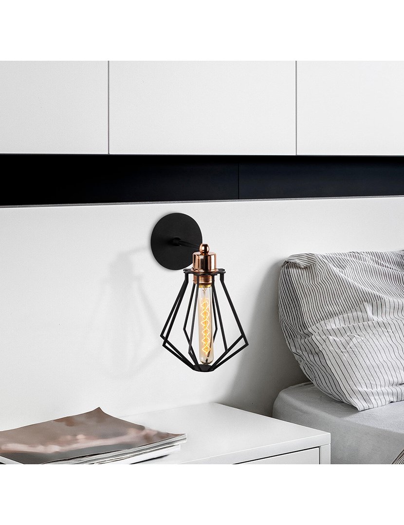 Candeeiro de Parede 18x18x30cm Preto