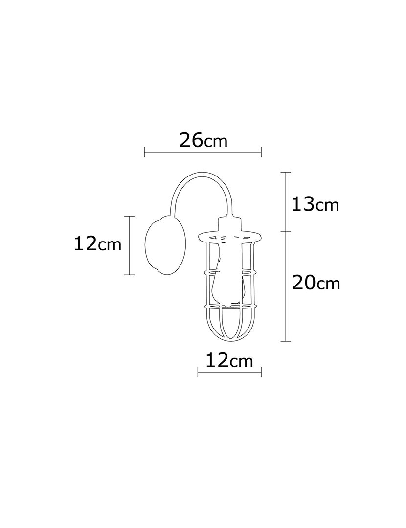 Candeeiro de Parede 12x12x33cm Preto