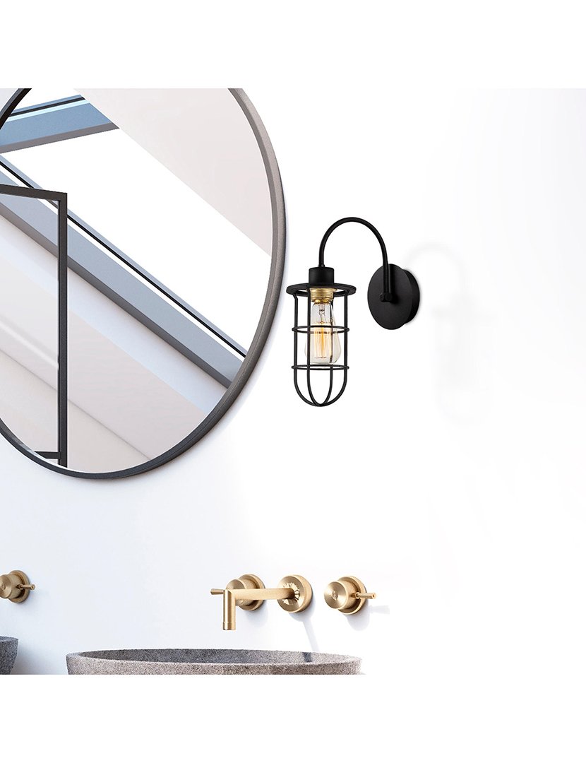 Candeeiro de Parede 12x12x33cm Preto