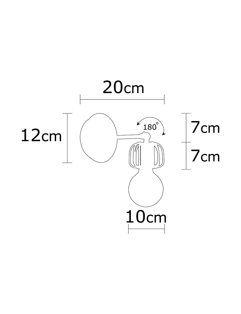 Candeeiro de Parede 10x10x14cm Preto