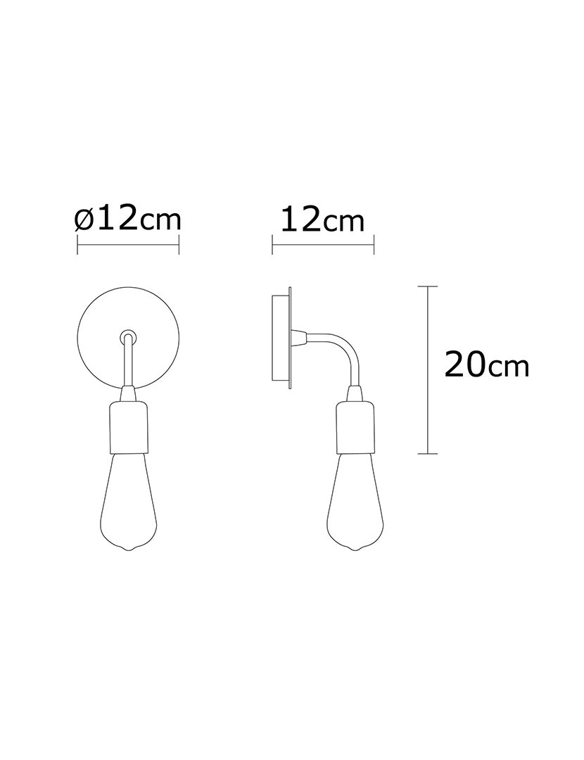 Candeeiro de Parede 12x12x20cm Cobre