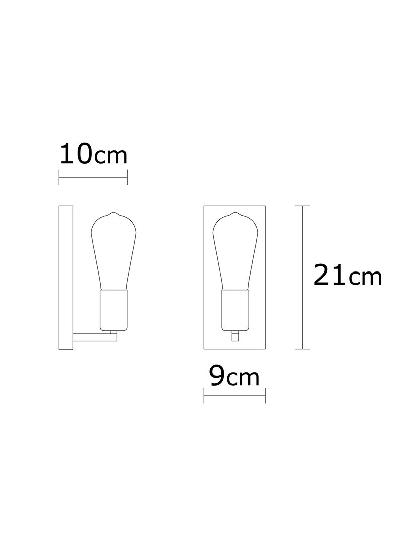 Candeeiro de Parede 9x10x21cm Preto