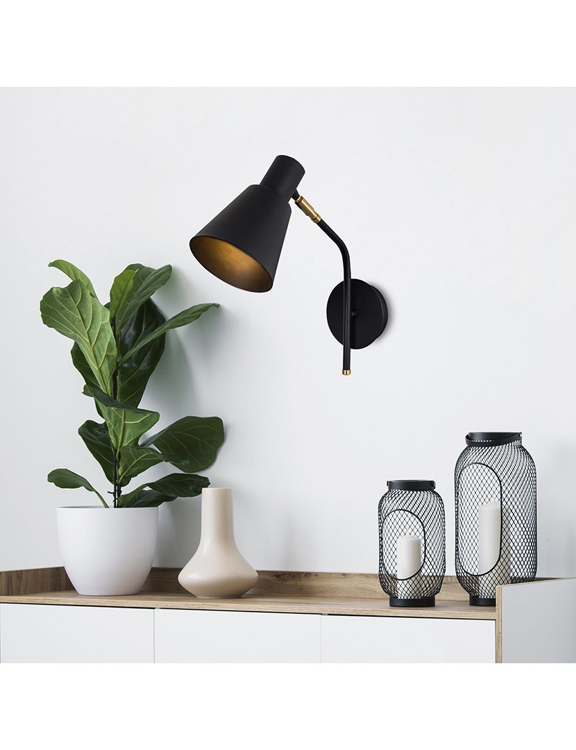 Candeeiro de Parede 14x36x40cm Preto