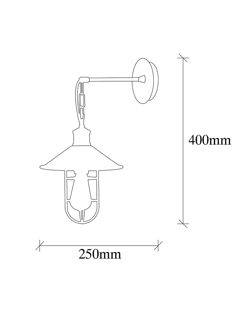 Candeeiro de Parede 25x25x40cm Preto