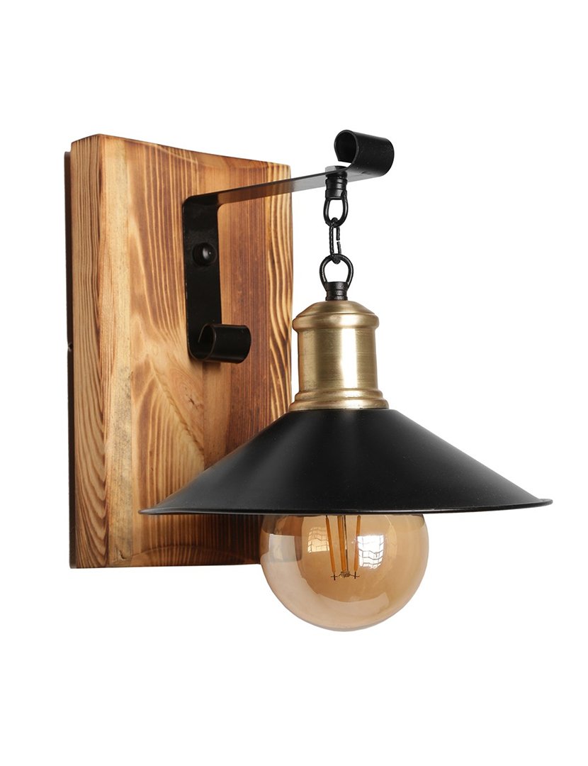 Candeeiro de Parede 15x26x28 cm Preto e Castanho