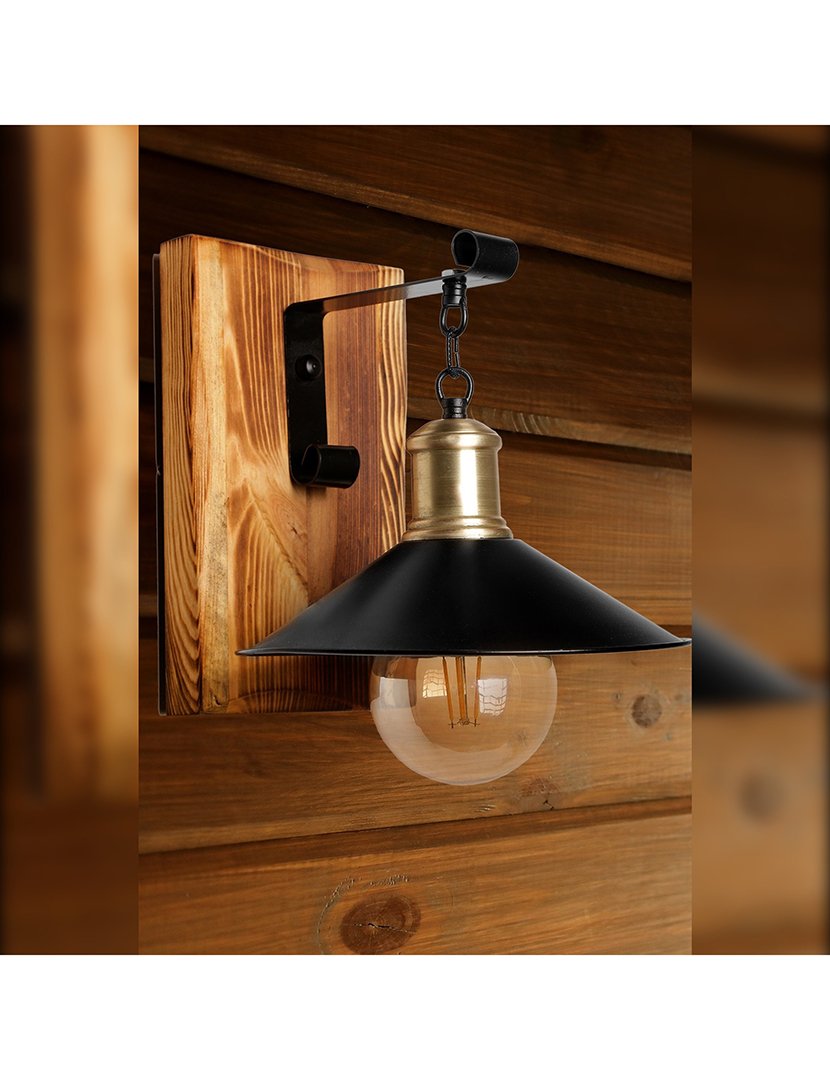 Candeeiro de Parede 15x26x28 cm Preto e Castanho