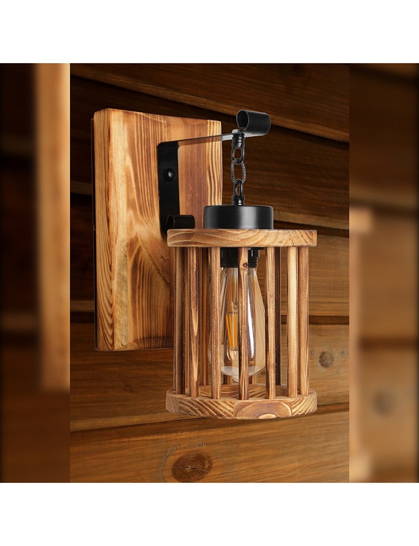 Candeeiro de Parede Suspenso 15x26x28cm Castanho