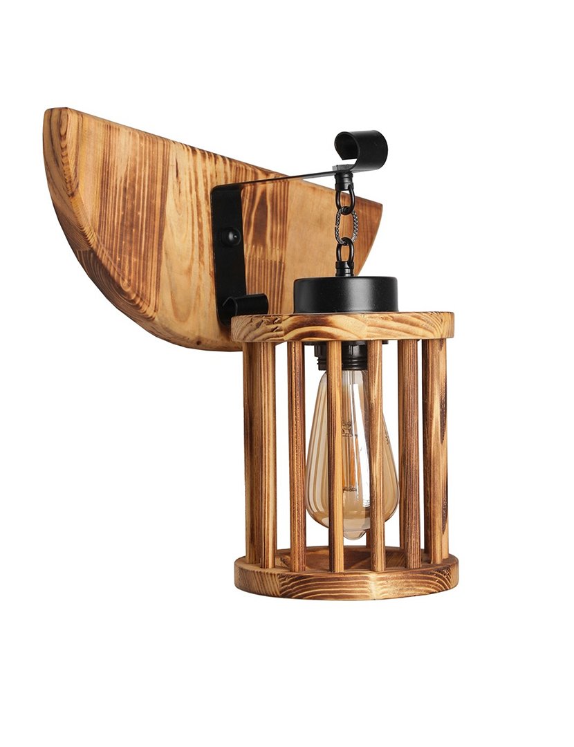 Candeeiro de Parede Suspenso 15x15x25cm Castanho