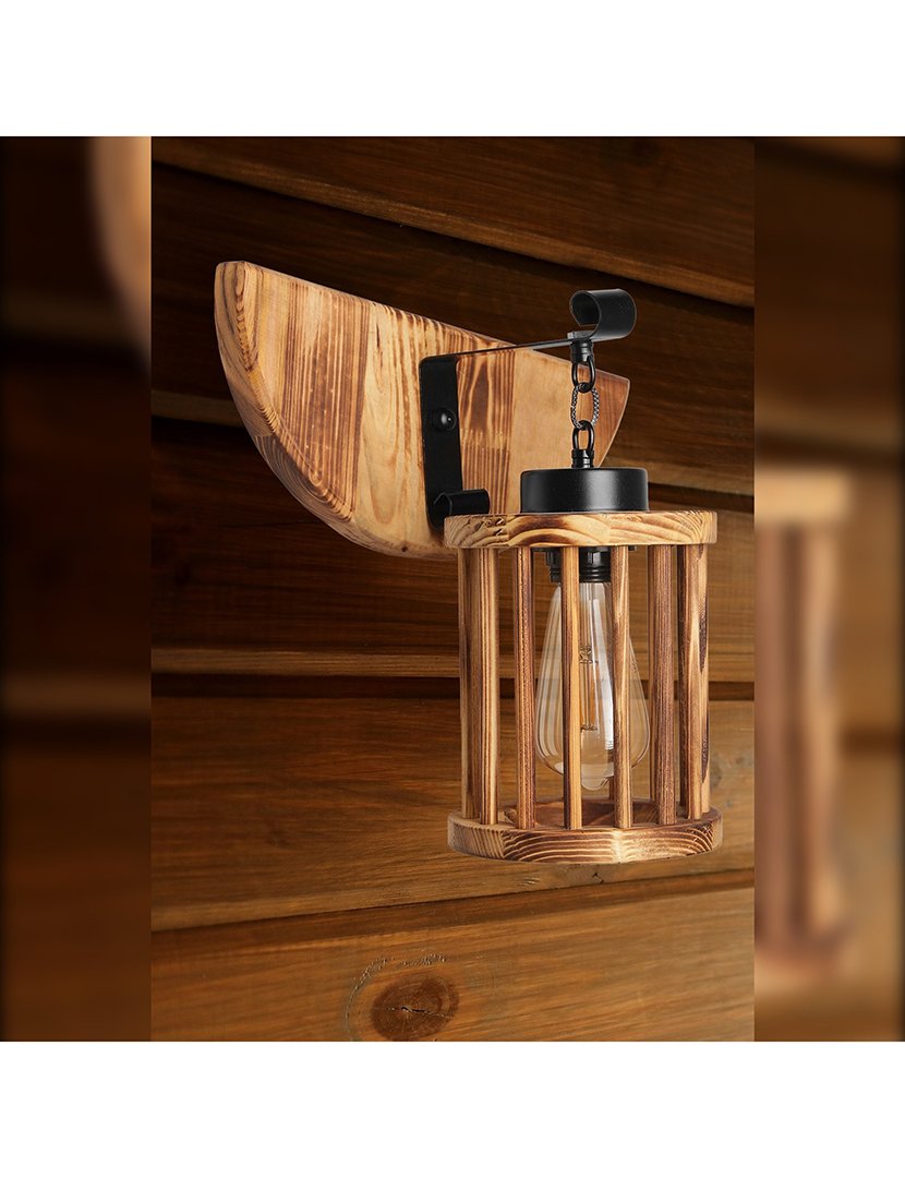 Candeeiro de Parede Suspenso 15x15x25cm Castanho