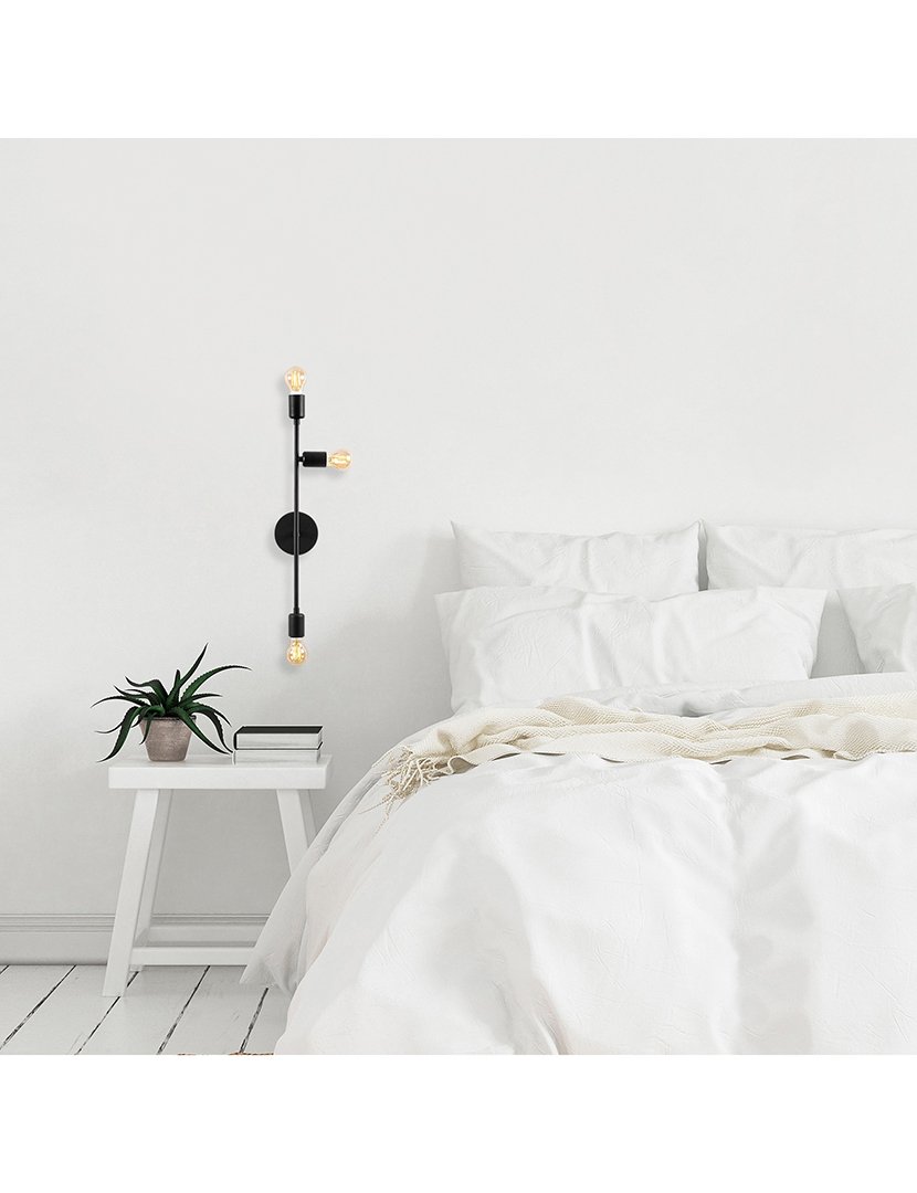 Candeeiro de Parede Lado Direito 15x15x65cm Preto