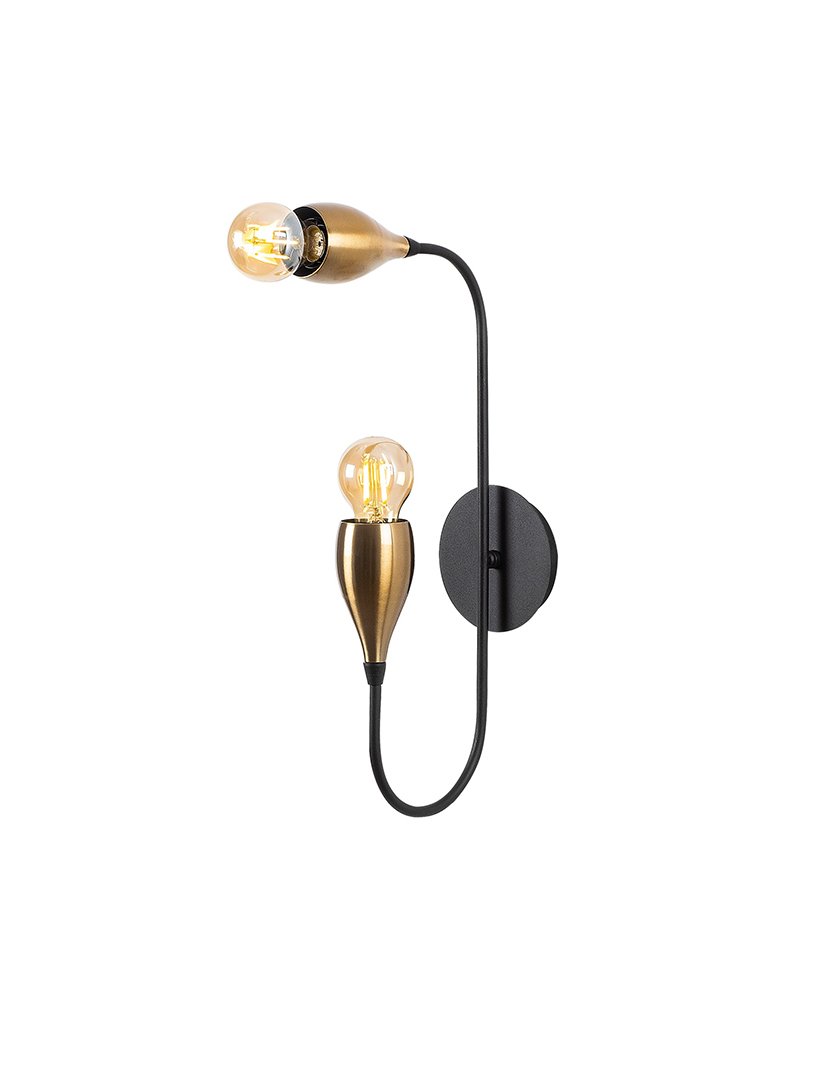 Candeeiro de Parede 25x25x50cm Preto e Dourado