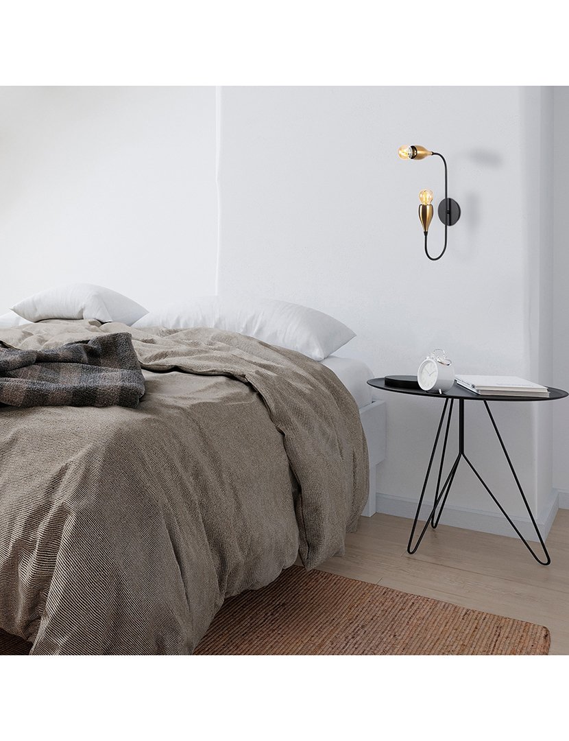 Candeeiro de Parede 25x25x50cm Preto e Dourado