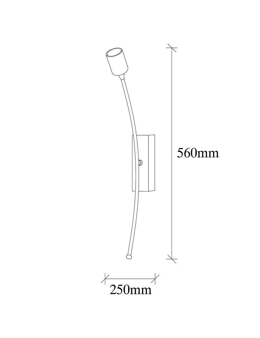 Candeeiro de Parede 6x25x56cm Preto e Dourado