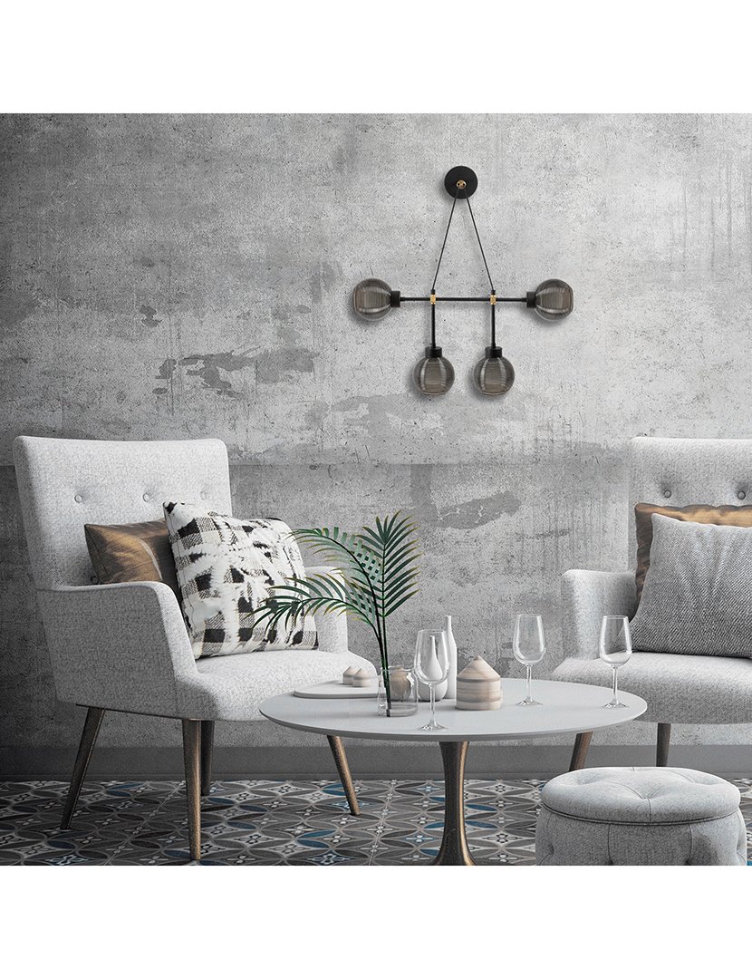 Candeeiro de Parede negro humo 78x15x65