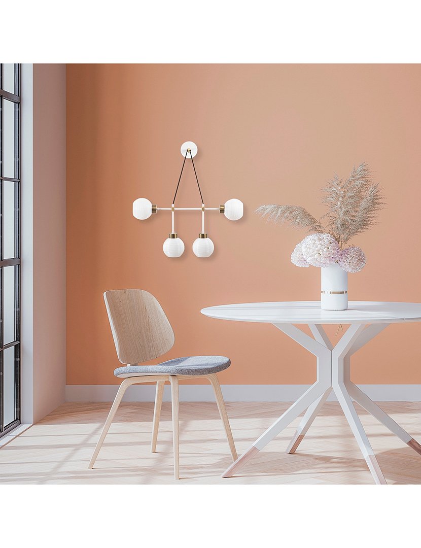 Candeeiro de Parede 78x15x65cm Branco e Dourado