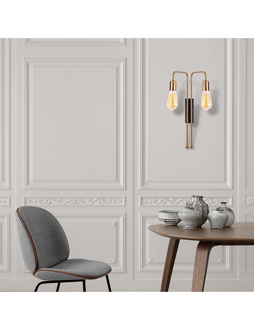 Candeeiro de Parede 25x20x45cm Dourado e Preto