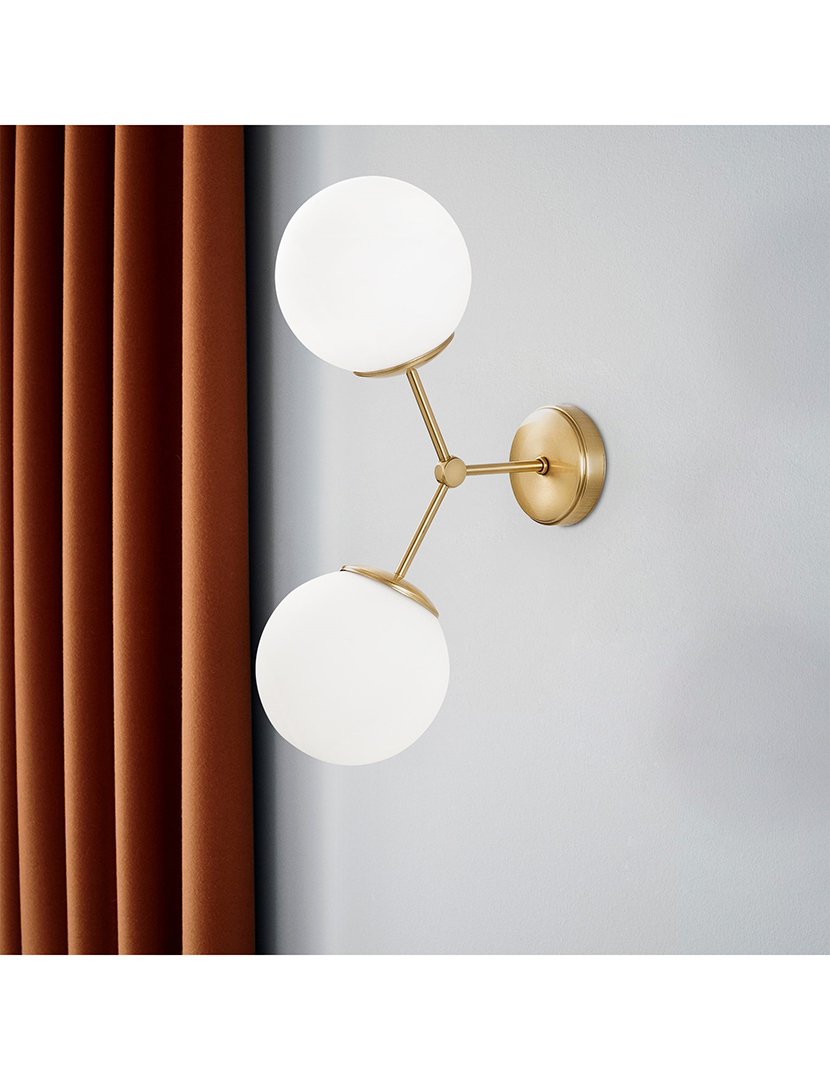 Candeeiro de Parede 28x15x44cm Dourado e Branco