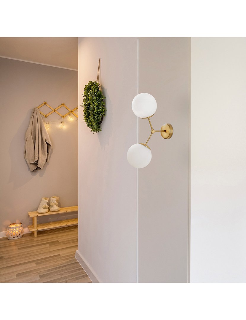 Candeeiro de Parede 28x15x44cm Dourado e Branco