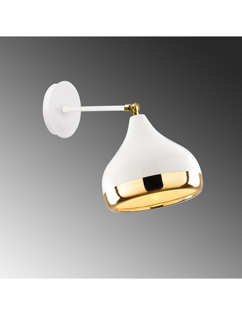 Candeeiro de Parede 17x28x28cm Branco e Dourado