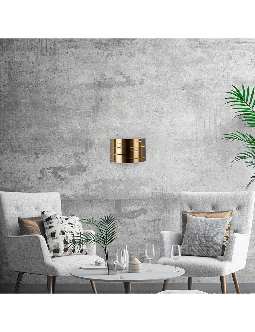 Candeeiro de Parede 30x10x22cm Dourado