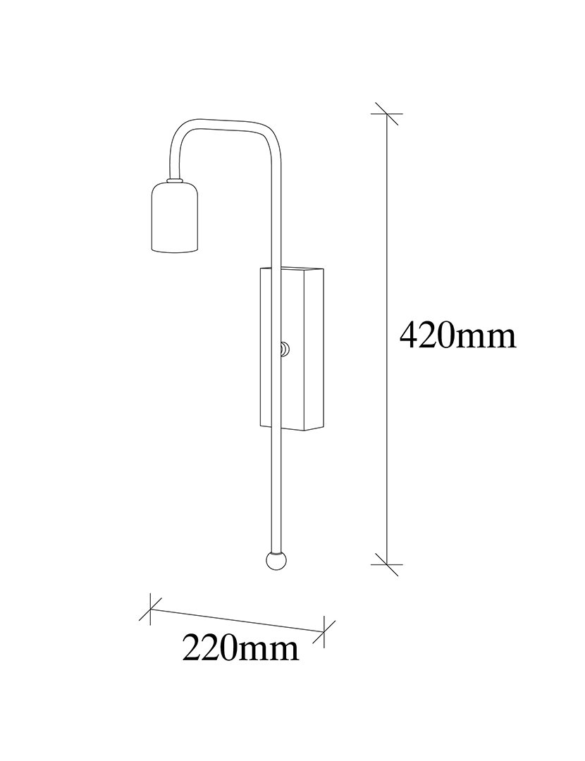 Candeeiro de Parede 6x22x42cm Preto