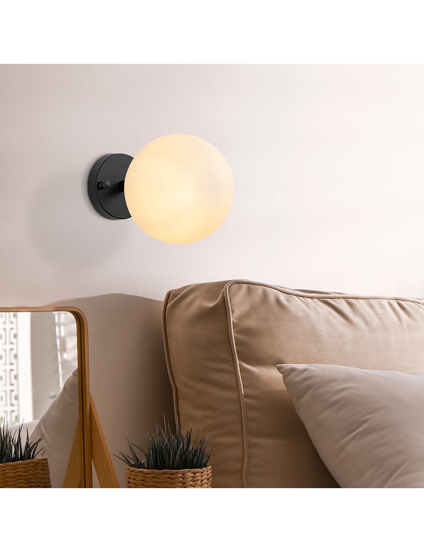 Candeeiro de Parede 15x15x24cm Preto e Branco