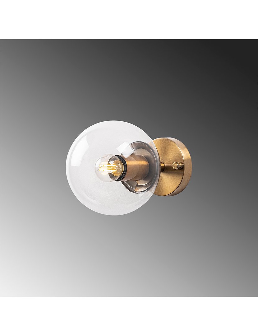 Candeeiro de Parede 15x15x24cm Dourado e Transparente