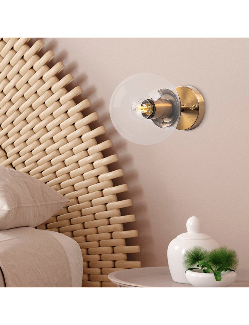 Candeeiro de Parede 15x15x24cm Dourado e Transparente