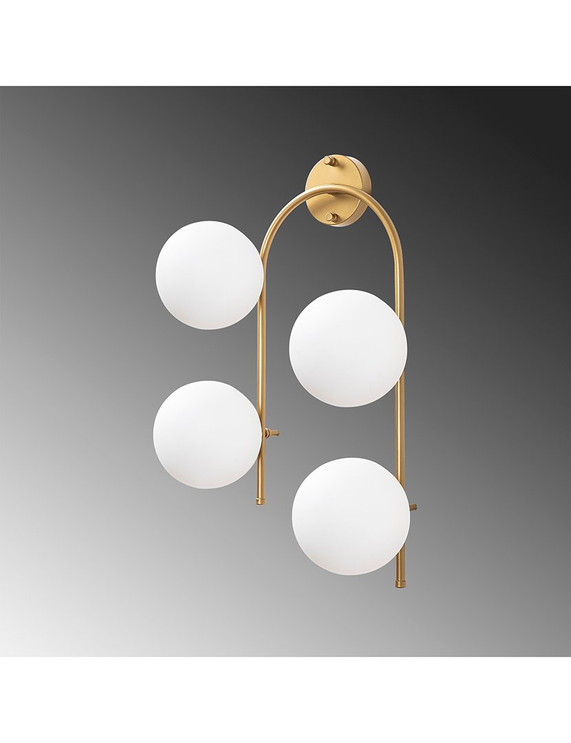 Candeeiro de Parede Curvo 40x26x62cm Dourado Brilhante