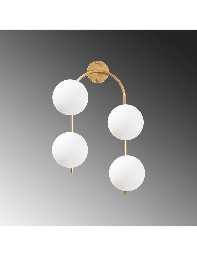 Candeeiro de Parede Curvo 40x26x62cm Dourado Brilhante