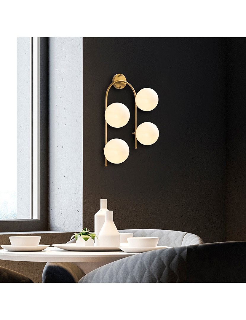 Candeeiro de Parede Curvo 40x26x62cm Dourado Brilhante