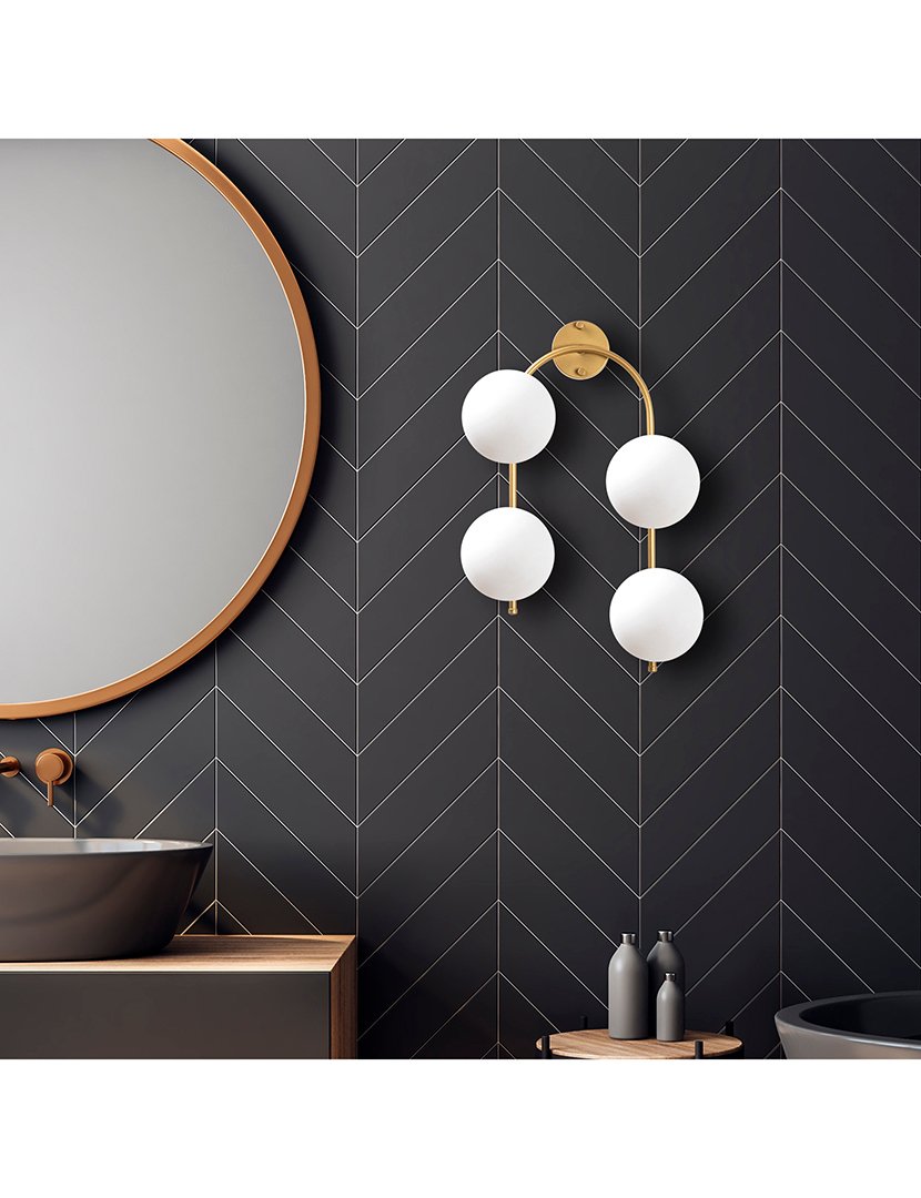 Candeeiro de Parede Curvo 40x26x62cm Dourado Brilhante