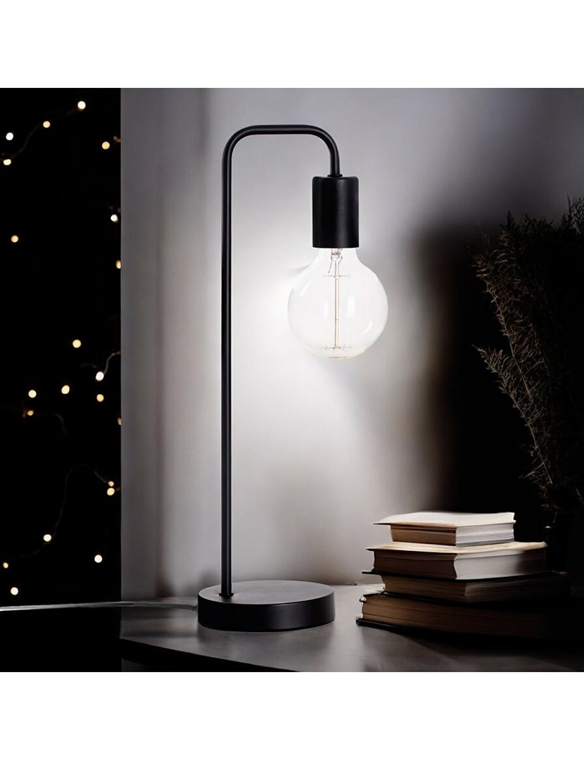 Candeeiro de Mesa Retro Curvado Ø13x45cm Preto