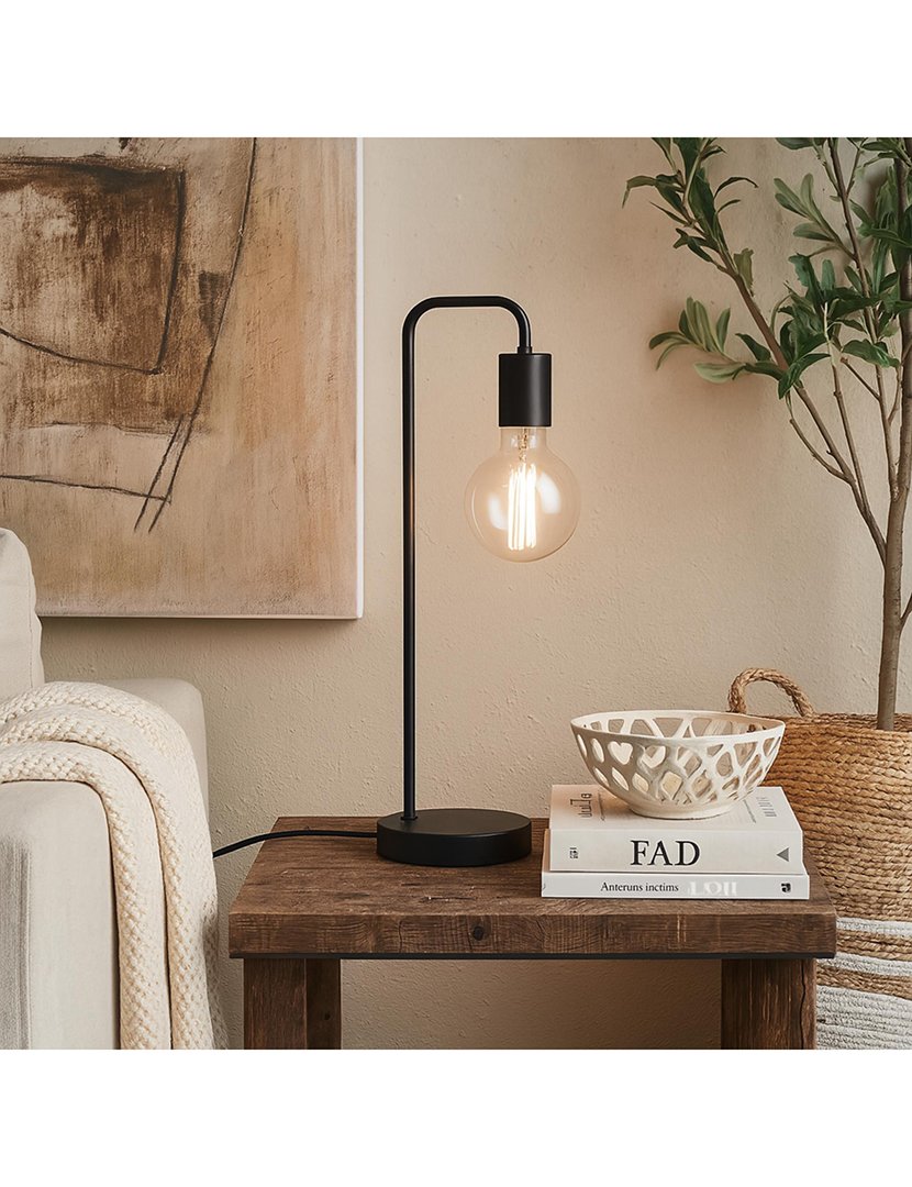 Candeeiro de Mesa Retro Curvado Ø13x45cm Preto