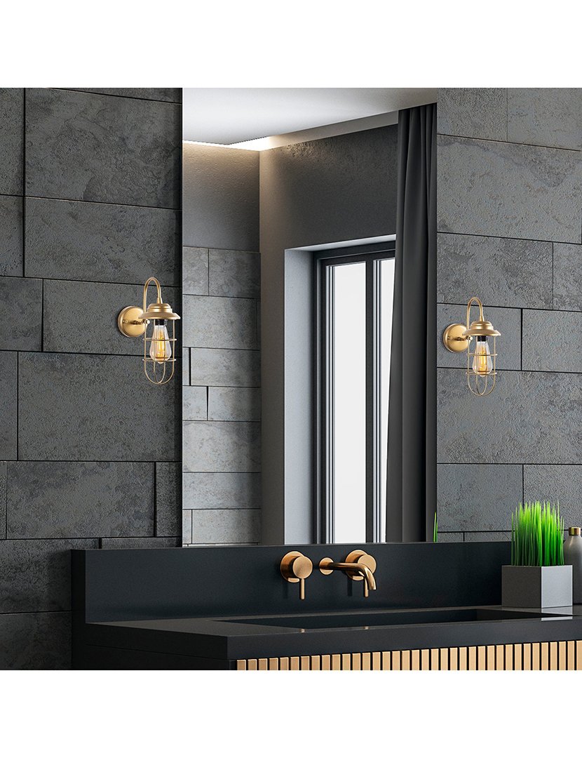 Candeeiro de Parede 12x25x32cm Dourado