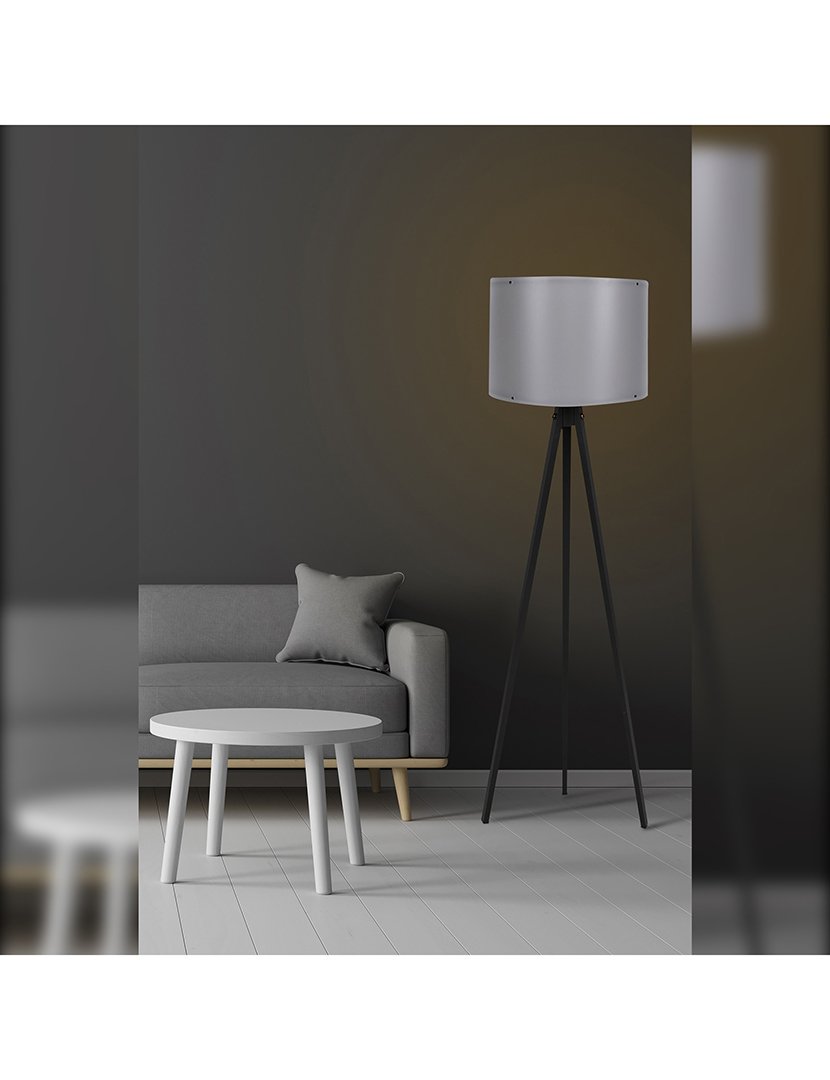 Candeeiro de Pé Tanganica 38x38x145cm Preto e Cinzento