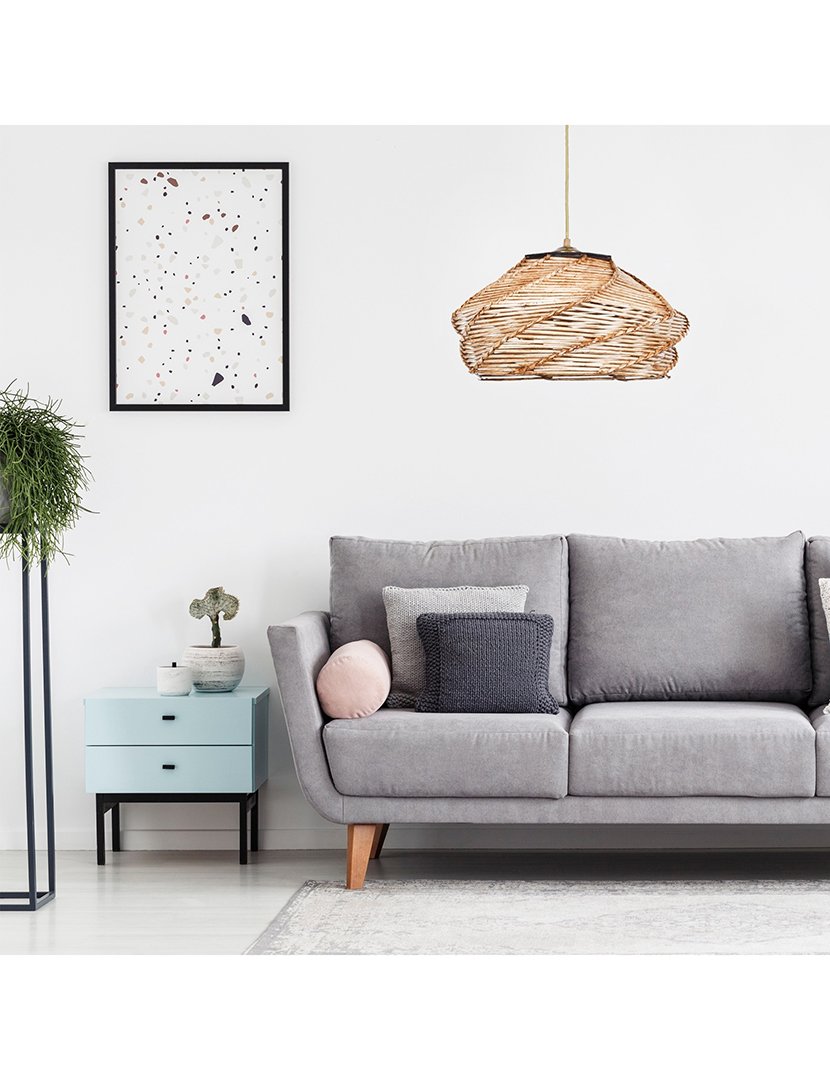 Candeeiro de Teto Ness 36x36x65cm Bege