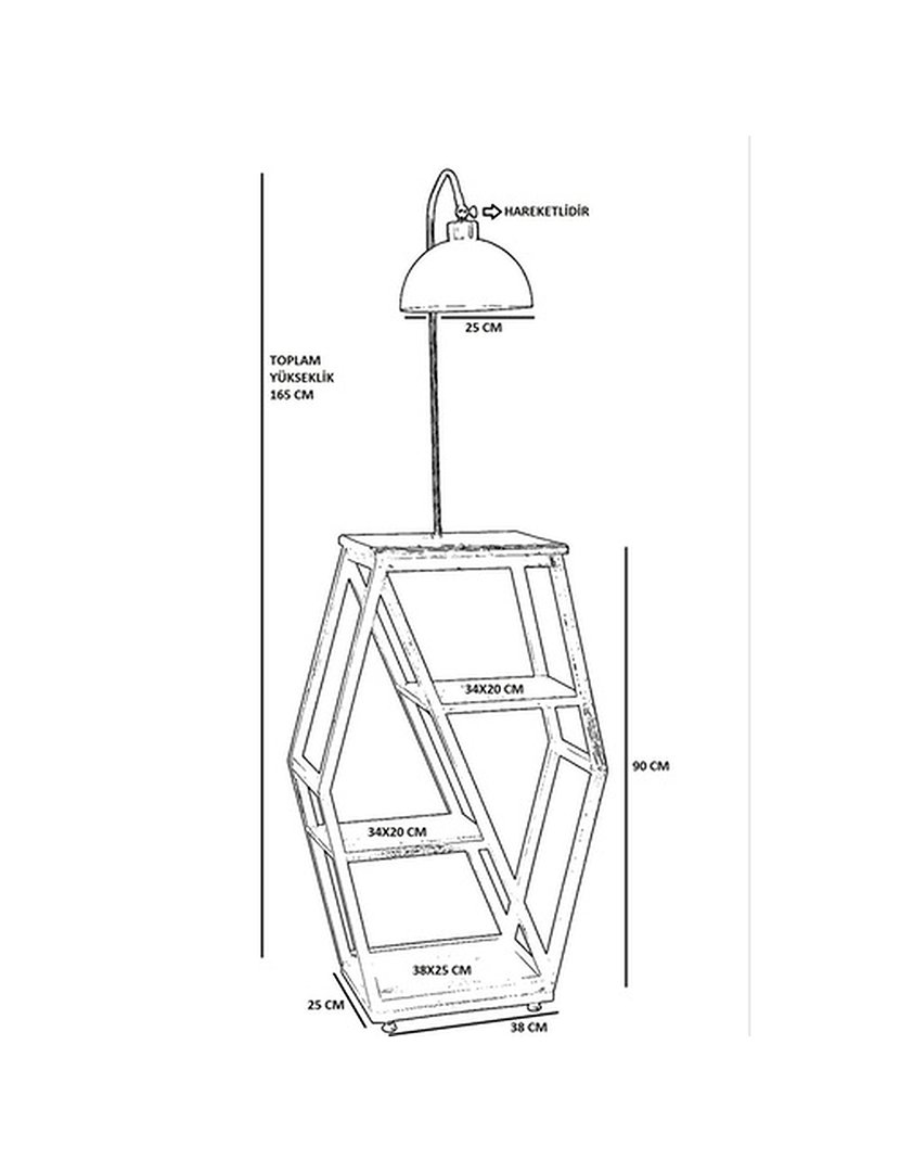 Candeeiro de Pé 38x25x165cm Preto e Bronze